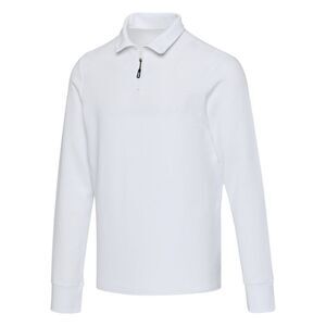 Zeus Unisex Adult Quarter Zip Long-Sleeved Polo Shirt / White